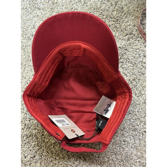 Womens Harley Sparkle Rhinestones Adjustable Red Cap Hat Barbiecore Bling - Picture 6 of 6